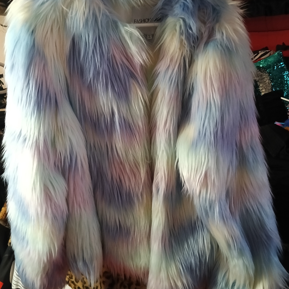 Fashion Nova Multicolor Faux Fur Jacket